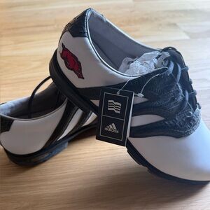 Razorback Adidas Black and White Gator Leather Golf Shoes